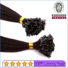 18" Straight Black Human Virgin Remy Hair Double Drawn Brazilian Ponytail Hair Extensions V-Tip Hair